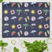 Summer Beach Holiday Blue Pattern Theedoek (Gevouwen)