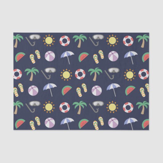 Summer Beach Holiday Blue Pattern Tissuepapier (Voorkant)