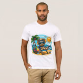 Summer Beach Mannen Yorkshire Terrier T-shirt (Voorkant volledig)