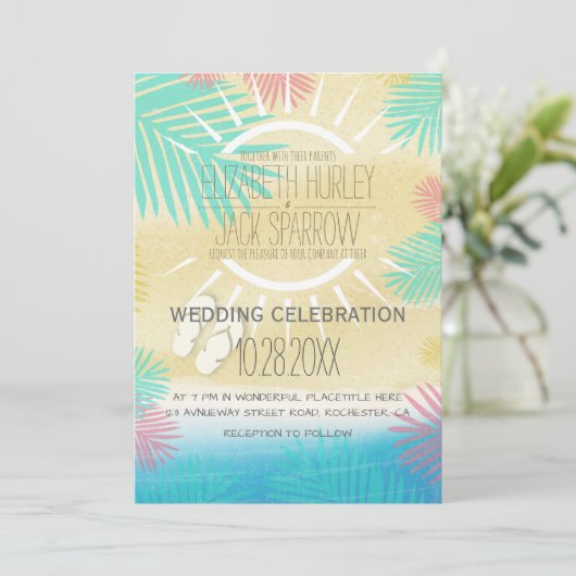 Summer Beach Mariages Invitations (Debout devant)