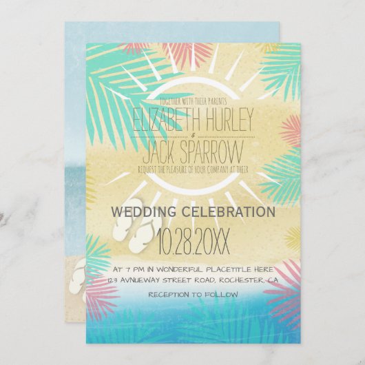 Summer Beach Mariages Invitations (Devant / Derrière)