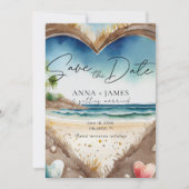 Summer Beach Ocean Waterverf Save The Date Kaart (Voorkant)