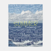 Summer Beach Ocean Waves Typografie Fleece Deken (Voorkant)