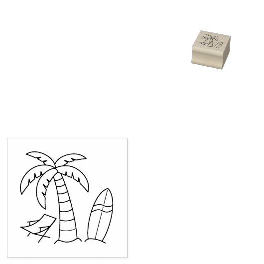 Summer Beach Palm Surfboard Rubberstempel (Gestempeld)