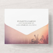 Summer Beach Palm Tree String Lights Wedding RSVP All In One Uitnodiging (Achterkant)