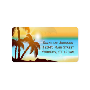 Summer Beach Palm Trees Étiquettes de adresse sur