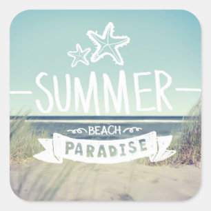 Summer Beach Paradise Vierkante Sticker