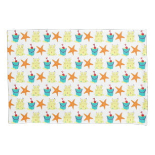Summer Beach Party Sandcastle Starfish Pail Shovel Kussensloop