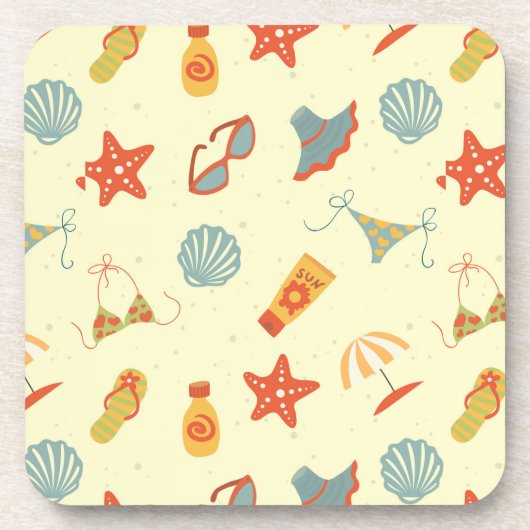 Summer Beach Pattern Bier Onderzetter (Voorkant)