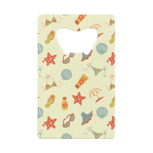 Summer Beach Pattern Kredietkaart Flessenopener (Voorkant)