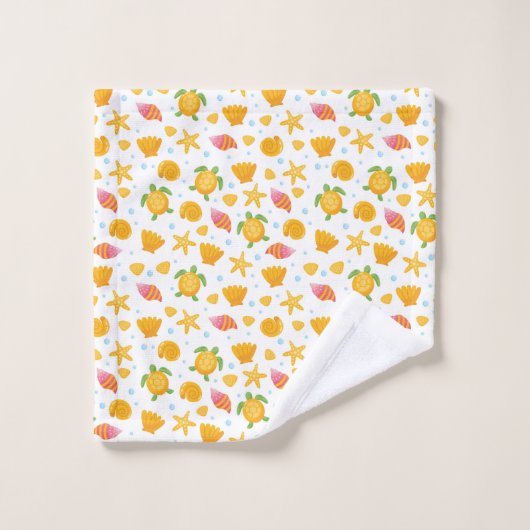 Summer Beach Pattern Seashells Ocean Life Starfish Bad Handdoek (Wasdoekje)
