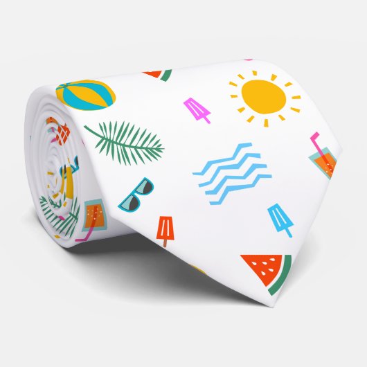 Summer Beach Pattern Stropdas (Opgerold)