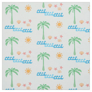 Summer Beach Print Fabric Stof
