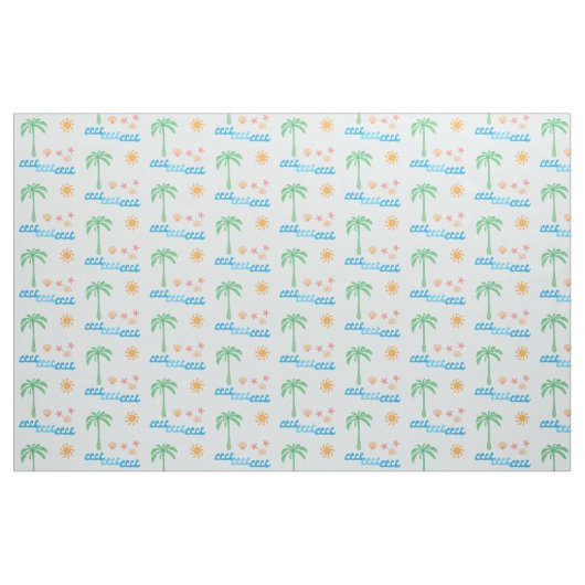 Summer Beach Print Fabric Stof (Fat Quarter)