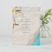 Summer Beach QR Code RSVP Faire-part de mariage (Debout devant)