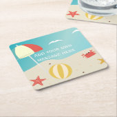 Summer Beach Seaside Holiday Aangepaste tekst Vierkante Kartonnen Onderzetter (Schuin)