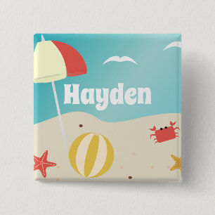 Summer Beach Seaside Vakantie gepersonaliseerd Vierkante Button 5,1 Cm