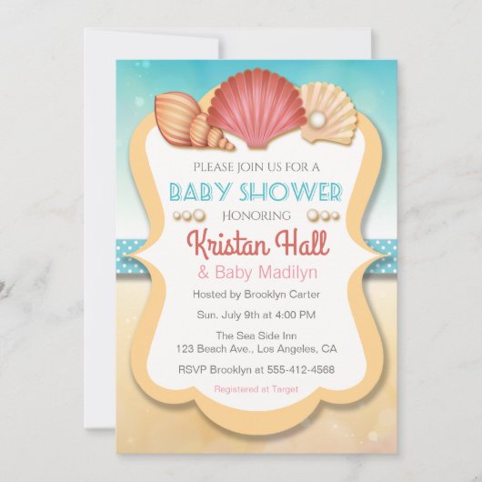 Summer Beach Shell Baby shower Uitnodiging (Voorkant)