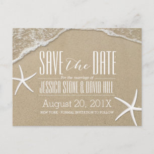 Summer Beach Starfish Weddenschap Save the Date Aankondigingskaart