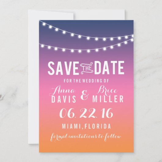 Summer Beach String Light Bewaar de datum Save The Date (Voorkant)