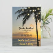Summer Beach String Light Sunset Sweet 16 Birthday Kaart (Staand voorkant)