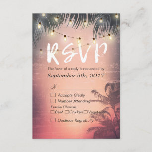 Summer Beach String Lights Chic Wedding RSVP Antwo Kaartje