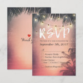 Summer Beach String Lights Chic Wedding RSVP Antwo Kaartje (Voorkant / Achterkant)