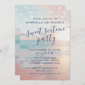 Summer Beach Stringlights Sweet 16 Birthday Kaart (Voorkant / Achterkant)
