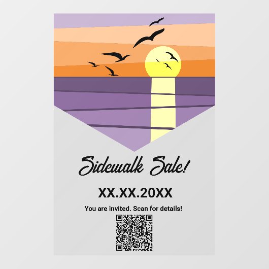 Summer Beach Sunset Gestileerde Event QR-code Raamsticker (Vel)