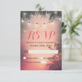 Summer Beach Sunset & String Light Carte de répons (Debout devant)