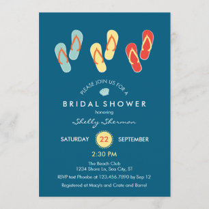 Summer Beach Teenslippers Bridal Shower Invitation Kaart
