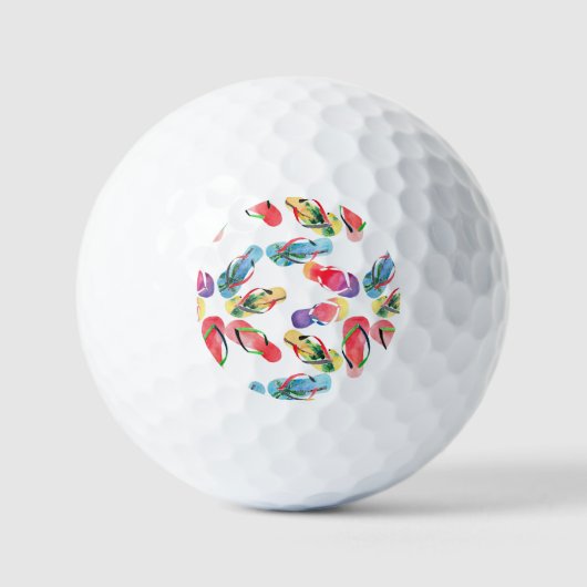Summer Beach Teenslippers Pattern Golfballen (Voorkant)