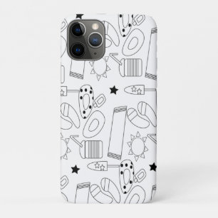 Summer Beach Theme Outlines Pattern iPhone 11 Pro Hoesje
