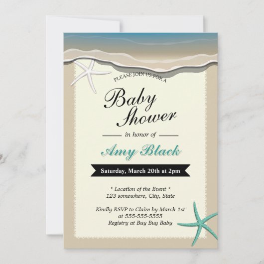 Summer Beach Thème Starfish Baby shower Invitation (Devant)
