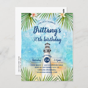Summer Beach Thmed Birthday Party Invitation Briefkaart