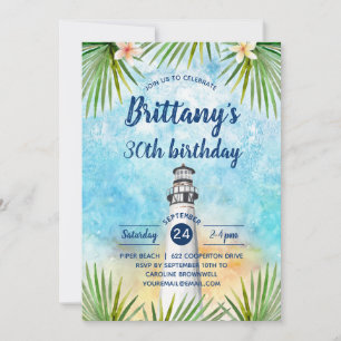 Summer Beach Thmed Birthday Party Invitation Kaart