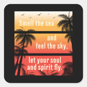 Summer Beach Vacation Surf Cool Zee Sun Funny Gift Vierkante Sticker