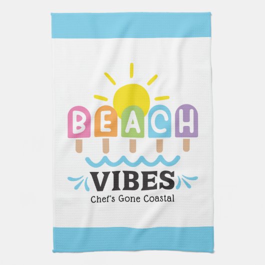 Summer Beach Vibes Customizable Theedoek (Verticaal)