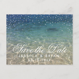 Summer Beach Wedding Blue Ocean Save the Date Aankondigingskaart