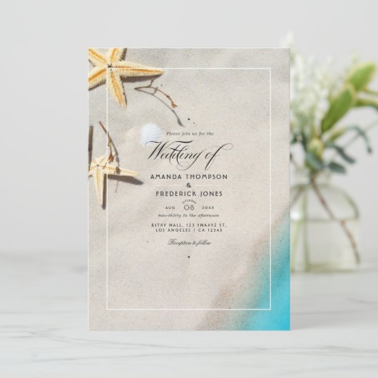 Summer Beach Wedding Invitation (Debout devant)