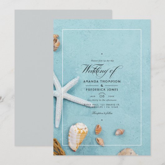 Summer Beach Wedding Invitation (Devant / Derrière)