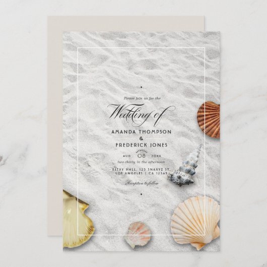 Summer Beach Wedding Invitation Kaart (Voorkant / Achterkant)