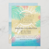 Summer Beach Wedding Invitations Kaart (Voorkant / Achterkant)