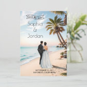 Summer Beach Wedding Save the Date Kaart (Staand voorkant)