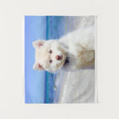 Summer Beach White Spitz Samoyed Pet Dog Canine Wandkleed (Voorkant)