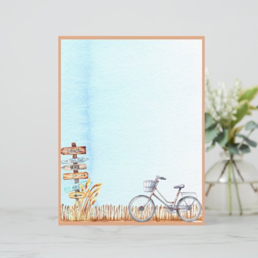 Summer Beachside Bicycle Letter Unlining Paper (Staand voorkant)