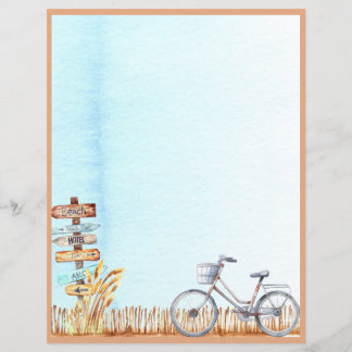 Summer Beachside Bicycle Letter Unlining Paper