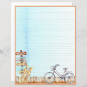 Summer Beachside Bicycle Letter Writing Paper (Voorkant / Achterkant)