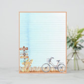 Summer Beachside Bicycle Letter Writing Paper (Staand voorkant)