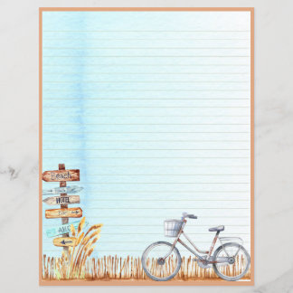 Summer Beachside Bicycle Letter Writing Paper